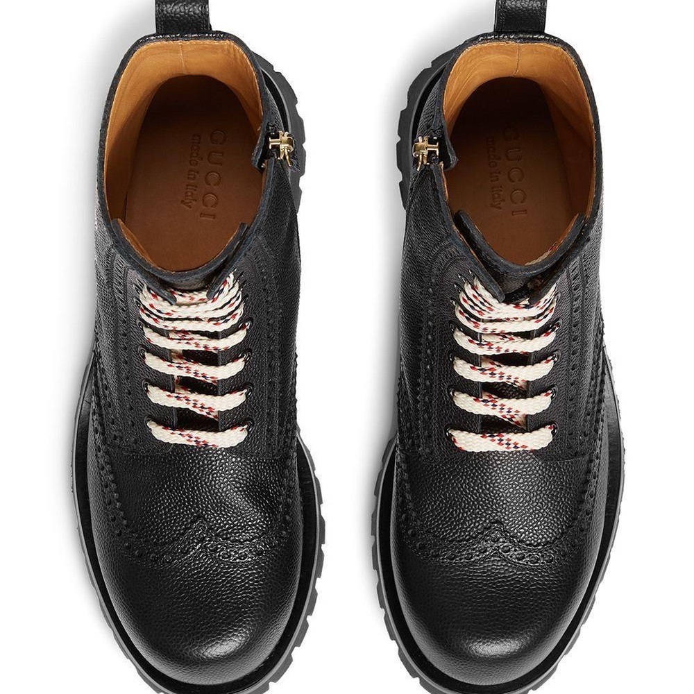 Authentic GUCCI men’s lace up black leather boots - Picture 3 of 5